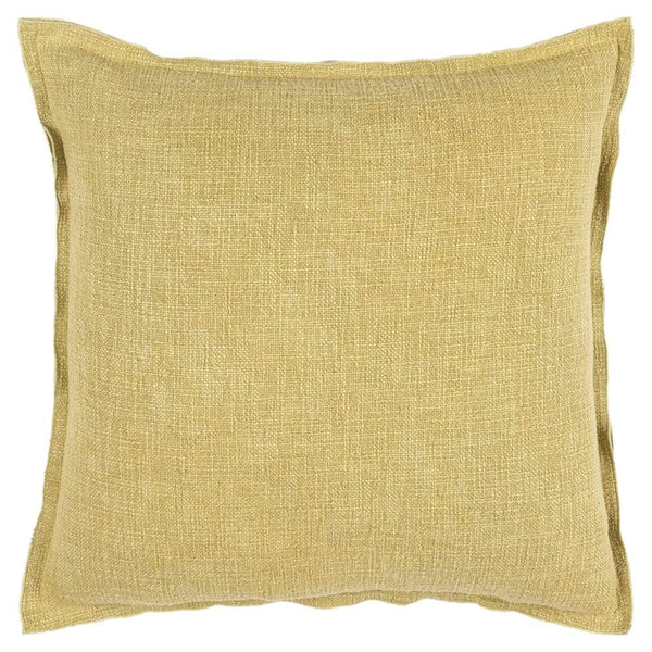 Solid 100% Cotton Yellow Polyfilled Pillow