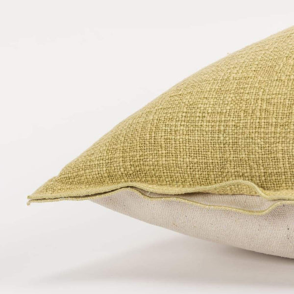 Solid 100% Cotton Yellow Polyfilled Pillow