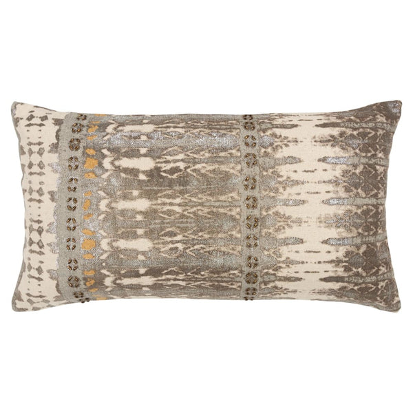Abstract 100% Cotton Gray Polyfilled Pillow